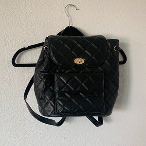Forever 21 Quilted Black Backpack Purse
